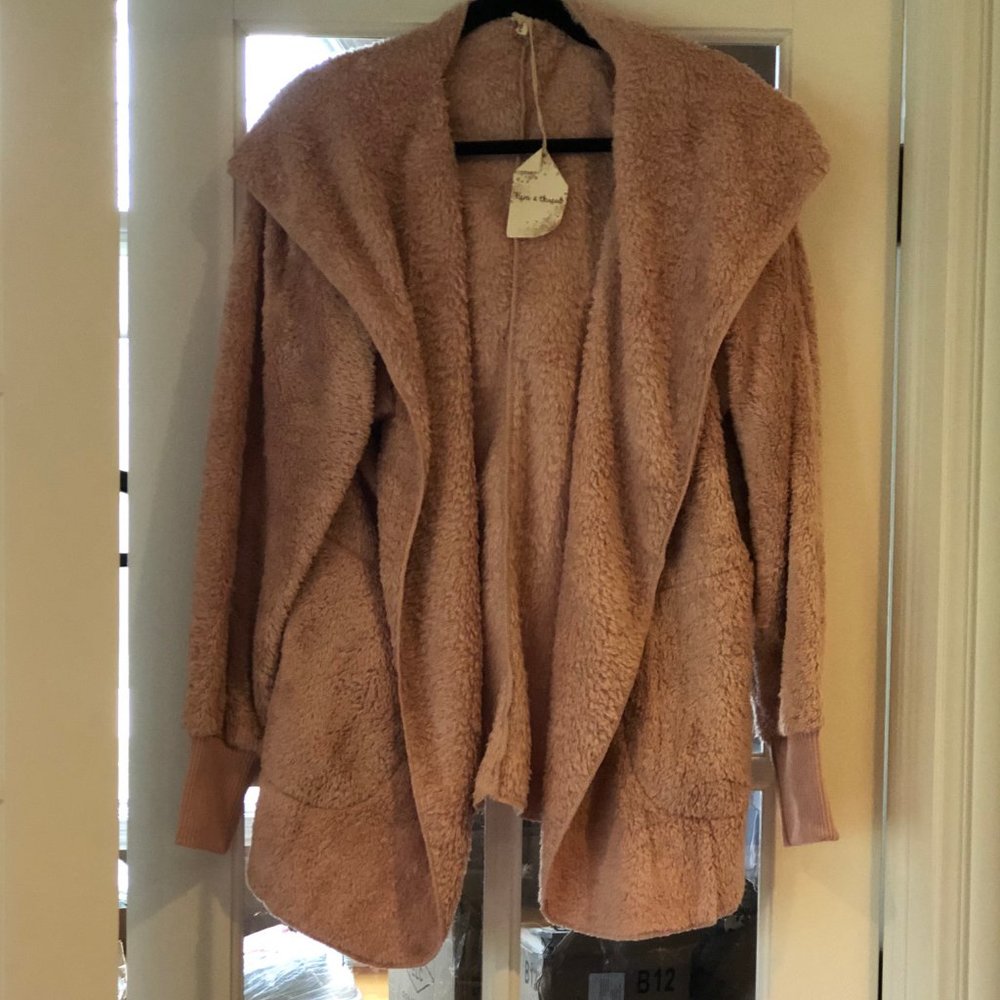 Teddy Jacket Soft Sherpa Open Front Coat-One Size - Picture 6 of 6